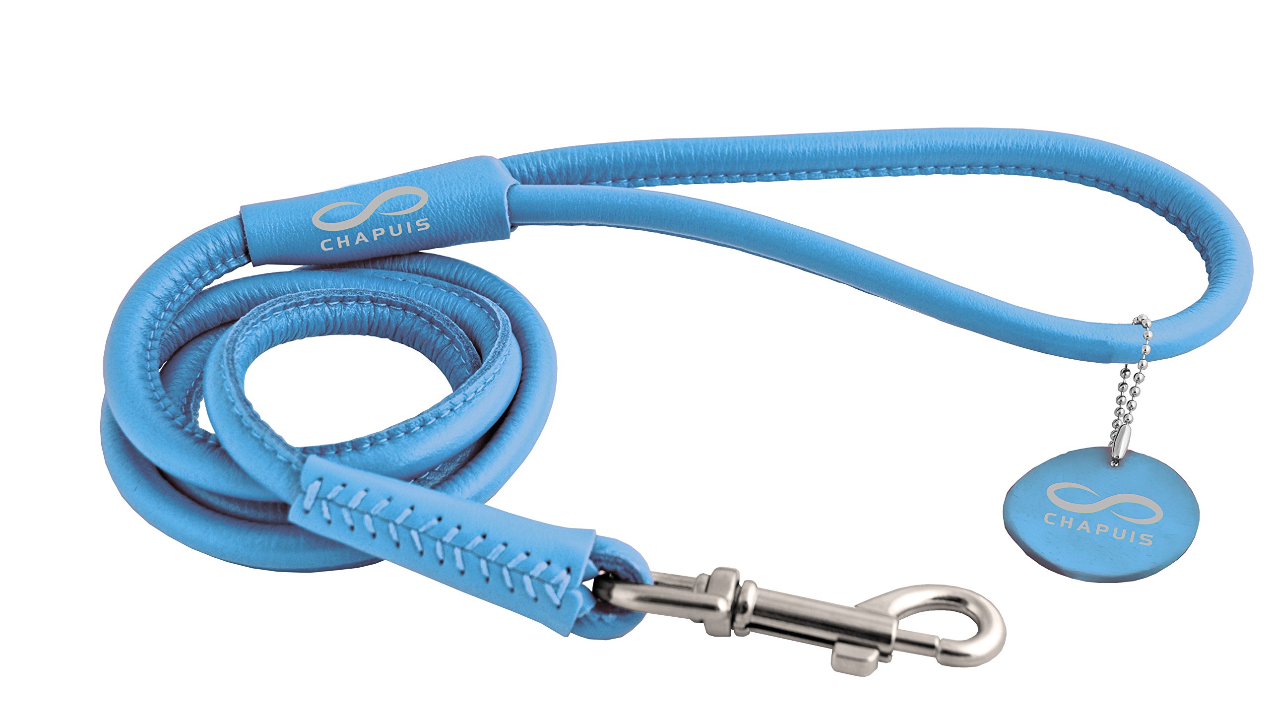 Chapuis Upholstery Diameter 8 mm Length 1.22 m Glamour Round Leather Dog Lead Blue Size S