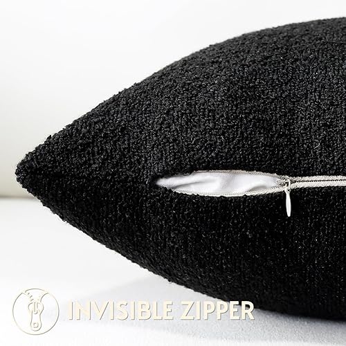 Miniatura 4 de OTOSTAR Paquete de 2 fundas de almohada cuadradas con textura de boucle, fundas de almohada cuadradas, acogedoras y suaves y decorativas para sofá,