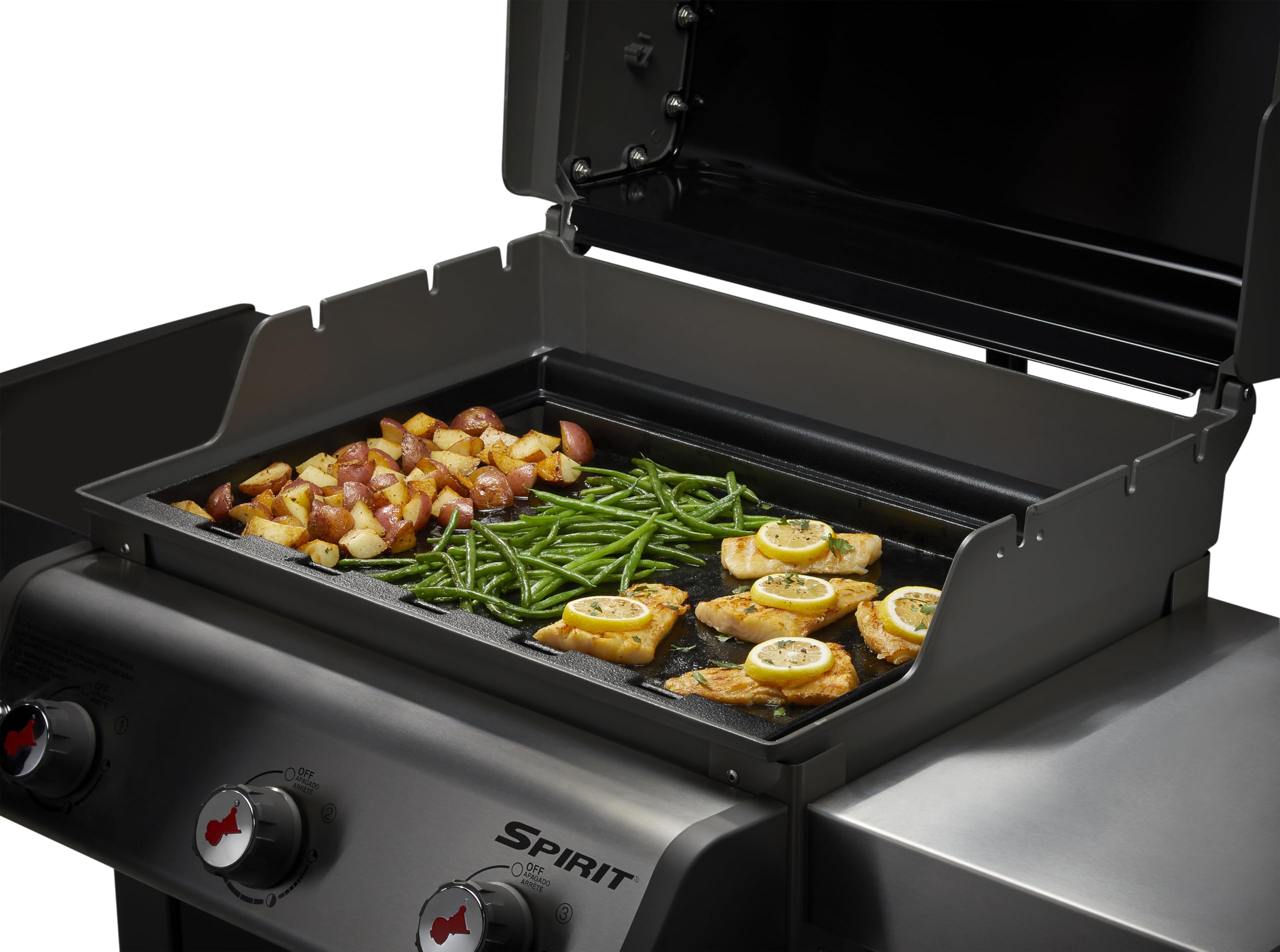 Weber plancha Formato Intero per Spirit Serie 300 e Searwood/Calore Uniforme, Ampia Superficie per Carne, Pesce e Verdure – Nero (6790)