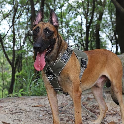 Miniatura 40 de ICEFANG GN8 Tactical Dog Harness with 4X Metal Buckles for Medium Sized Dogs,Reflective in Training Walking K9 Vest,No-Pull Front Leash Orange