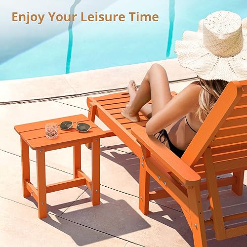 Miniatura 165 de LUE BONA HDPS - Mesa auxiliar para exteriores, pequeñas mesas auxiliares Adirondack para exteriores, mesa auxiliar exterior para patio, porche, Negro