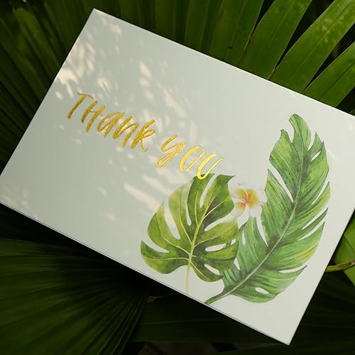 Miniatura 7 de Crisky 4 x 6 Greenery 4 tarjetas de agradecimiento surtidas con sobres (paquete de 50) y calcomanías, tarjetas de felicitación a granel, plantas