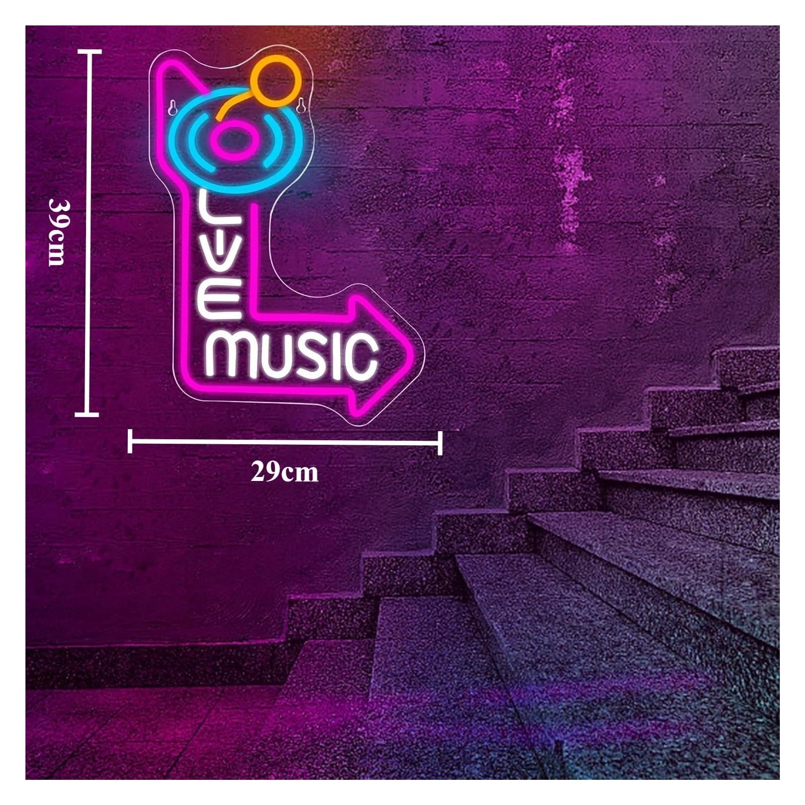 Wiszące neony artystyczne Muzyka Na Żywo Neon Sign LED Record Neon Lights Do Dekoracji Ściennej USB Ściemnialny Do Baru Muzycznego, Stadionu, Klubu Muzycznego Na Żywo, Dekoracji Imprezowych 39x29cm
