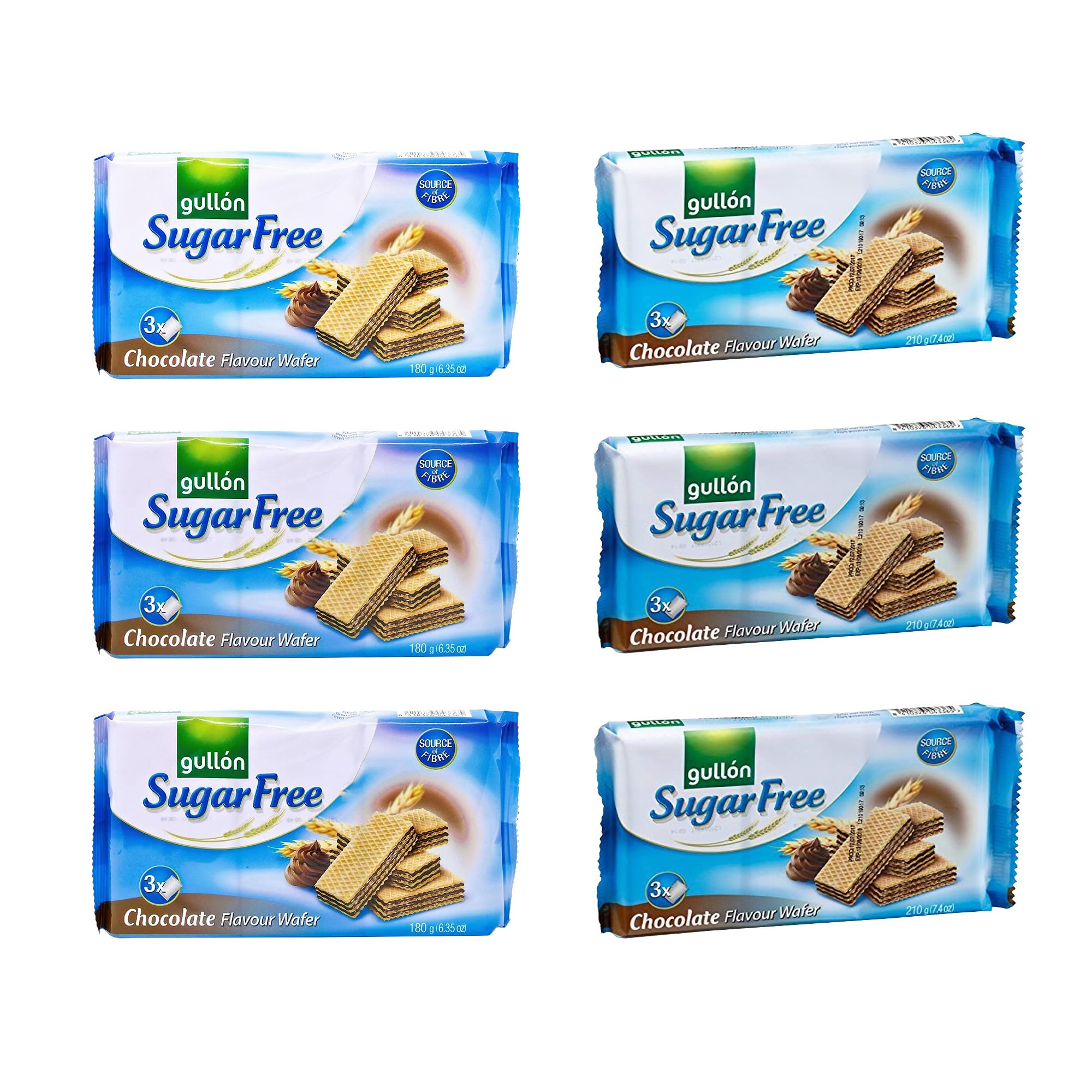 Obleas de crema de chocolate sin azúcar Gullon 210 g (PAQUETE DE 6)
