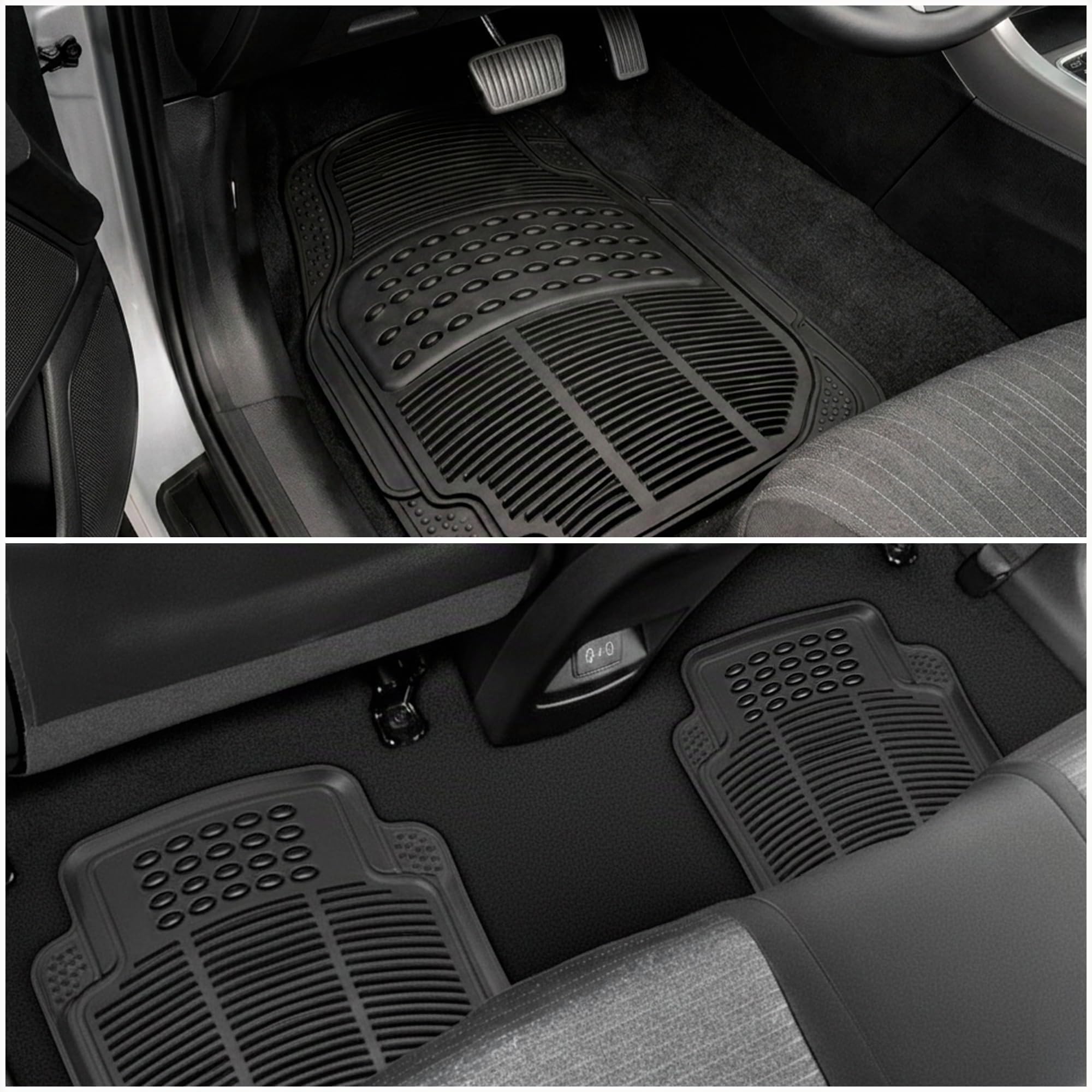 Universelle Autofußmatten, 5-teiliges Set für den Innenraum (2 vorne + 2 hinten + 1 Kofferraummatte), Flexible PVC-Gummimatte wasserdicht, antirutschmatte Auto und zuschneidbar