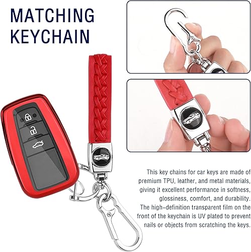 Miniatura 5 de Funda para llavero de automóvil compatible con llave inteligente Toyota, elegante protector de llavero con llavero de pulsera y anillo D antipérdida