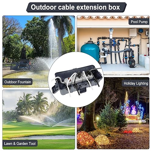 Miniatura 7 de Caja eléctrica para exteriores impermeable, caja eléctrica mediana para exteriores (11.6 x 5.7 x 4.1 pulgadas) con 6 entradas de cables, caja de