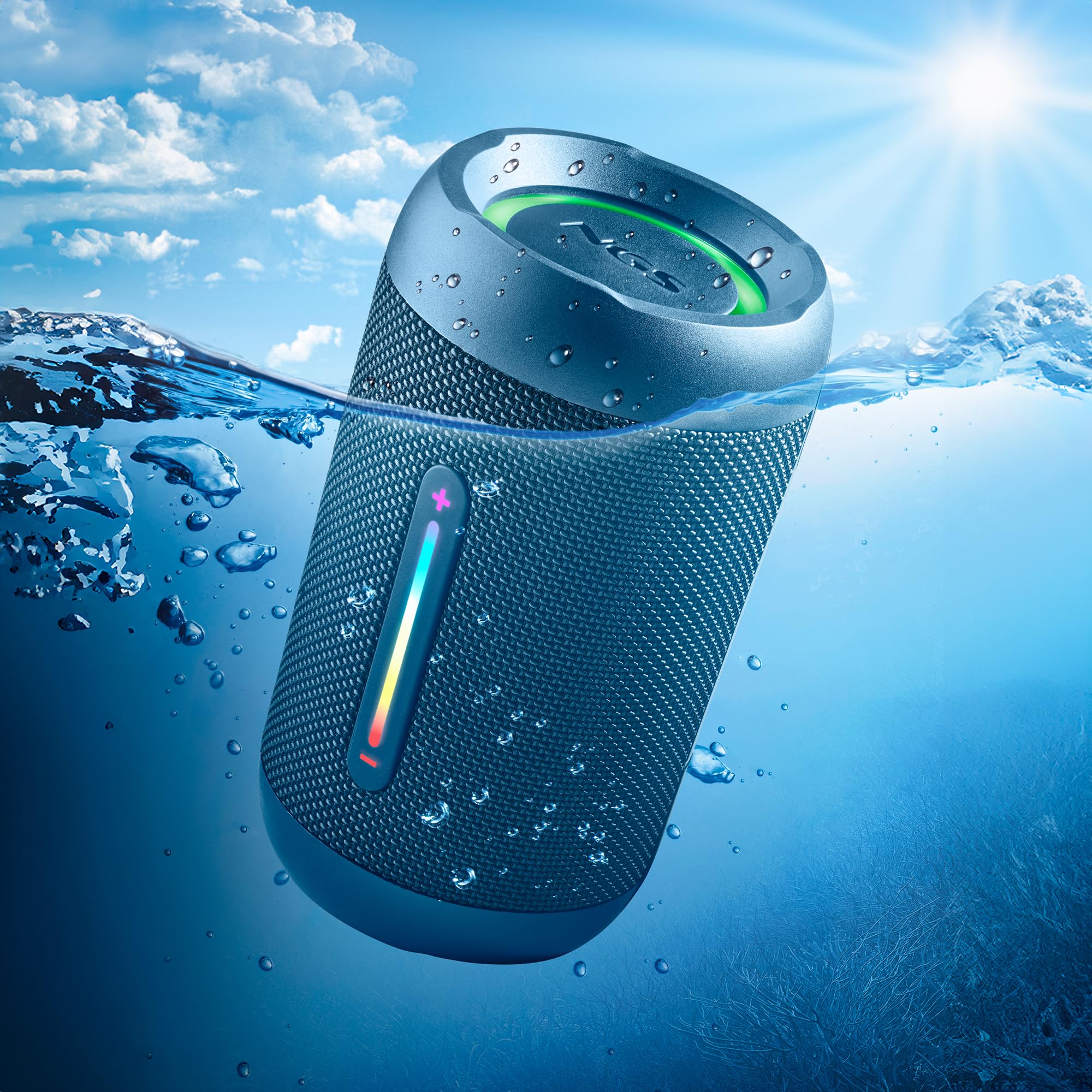 NGS Roller Fury 2 Tiny Blue – Altoparlante Bluetooth portatile, sommergibile IPX7, 20 W, True Wireless TWS, USB, batteria 7 ore, blu
