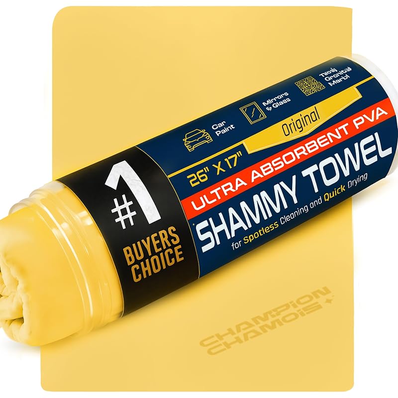 Toalha de Camurça Sintética PVA Champion Chamois para Secagem Automotiva 66 x 43,2 cm com Tubo – 1 unidade