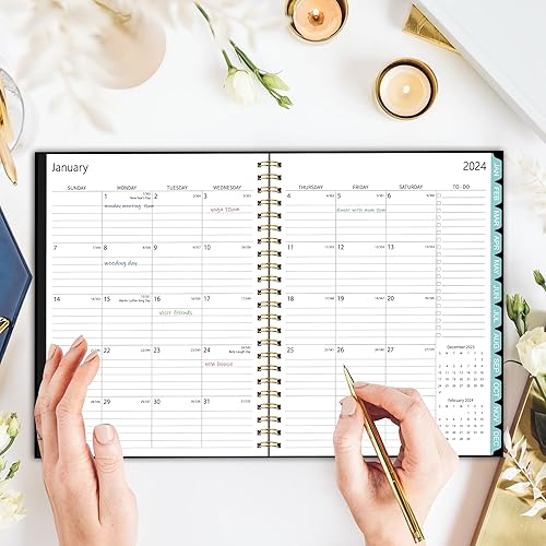 Miniatura 5 de Agenda 2024-2024, agenda académica semanal y mensual de 8.5 x 11 pulgadas, agenda académica anual, 12 pestañas mensuales, calendario, bolsillo