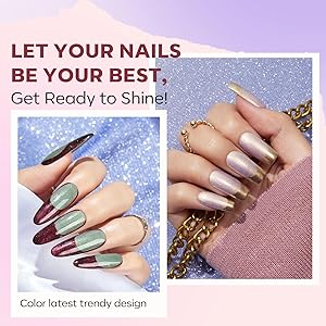 modelones Gel Nail Polish Set - 6 Colors Chameleon Aurora Shimmer Glitter Gel Polish Kit Pink Purple Green Burgundy Gel Polish All Seasons Soak Off LED Nail Lamp Nail Art Gel Kit DIY Salon Gift