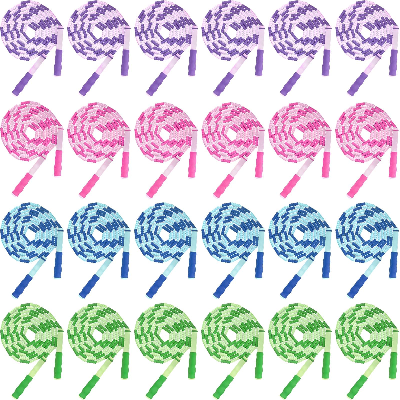 24 PCS Skipping Ropes for Adults Kids, Adjustable Jump Ropes, Skipping-Rope for Fitness Weight Loss Fun Outdoor Activities Schools Boxing Crossfit Family Workouts