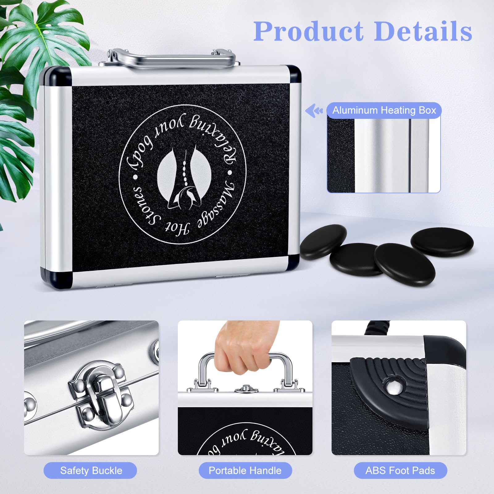Granpay Hot Stones Massage Set with Warmer, 9Pcs Hot Stones