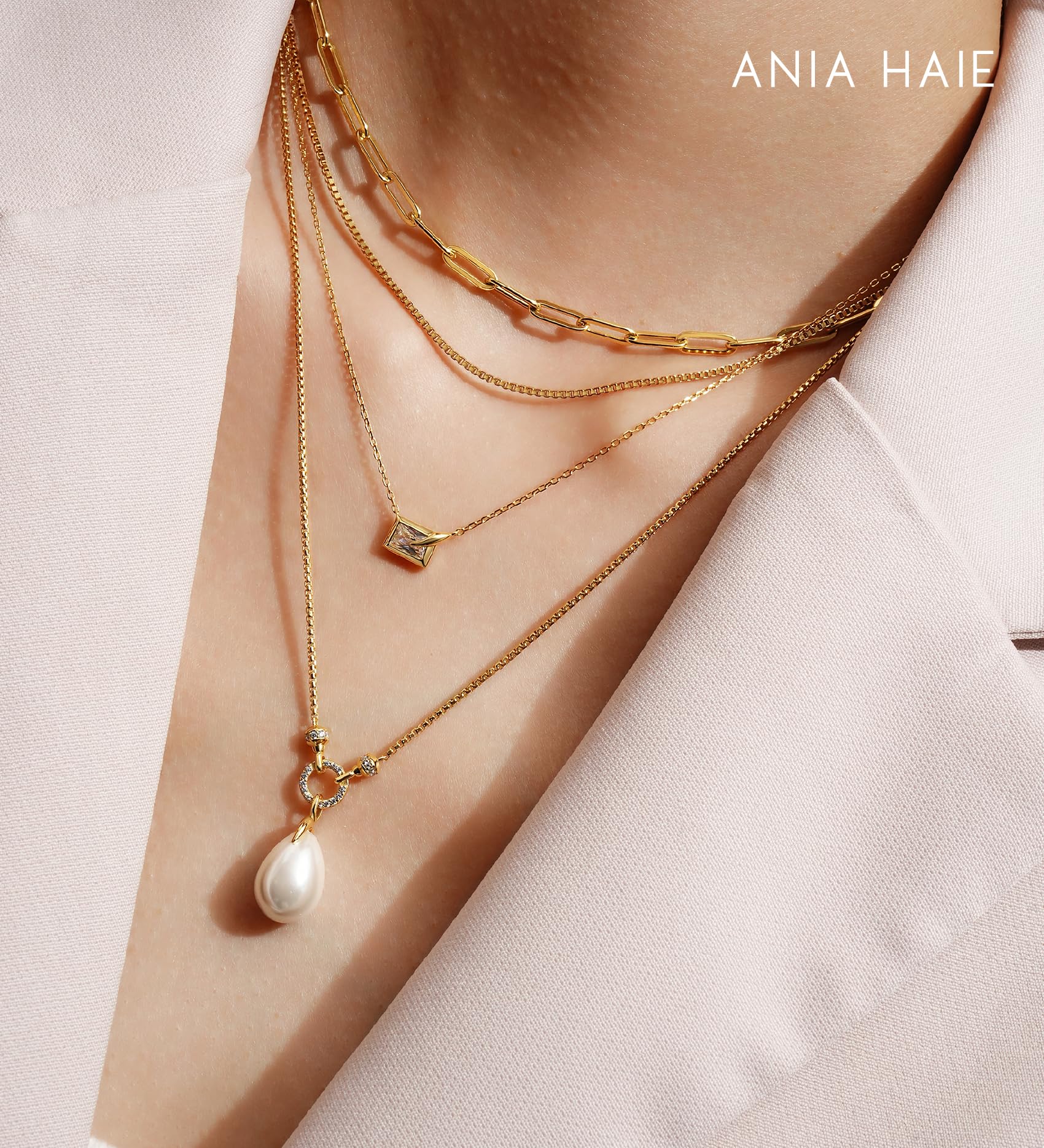 ANIA HAIE Damen Halskette MISS DAINTY Shell Pearl Drop aus 925 Sterling Silber, Anhänger verziert mit einer Muschelperle, Länge: 45 cm + 5 cm Verlängerung, inkl. Geschenkverpackung