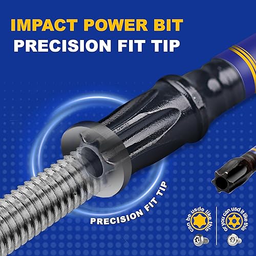 Miniatura 7 de Juego de brocas de destornillador magnético de impacto de seguridad T15 de 2 pulgadas, juego de brocas de potencia de cabeza Torx #15 de 51 piezas,