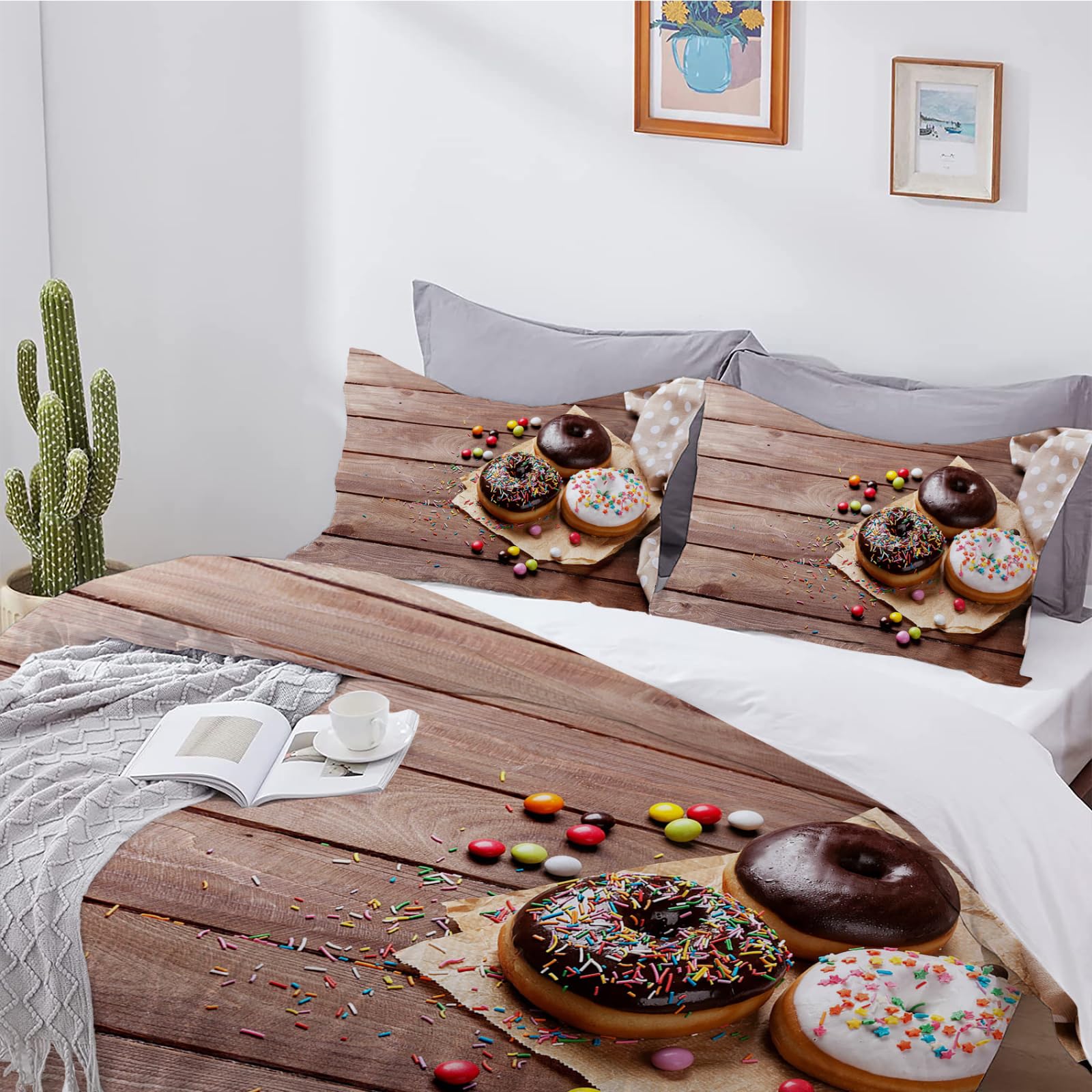 Amazon｜茶色の木寝具カバーケーキ布団カバーマイクロファイバー