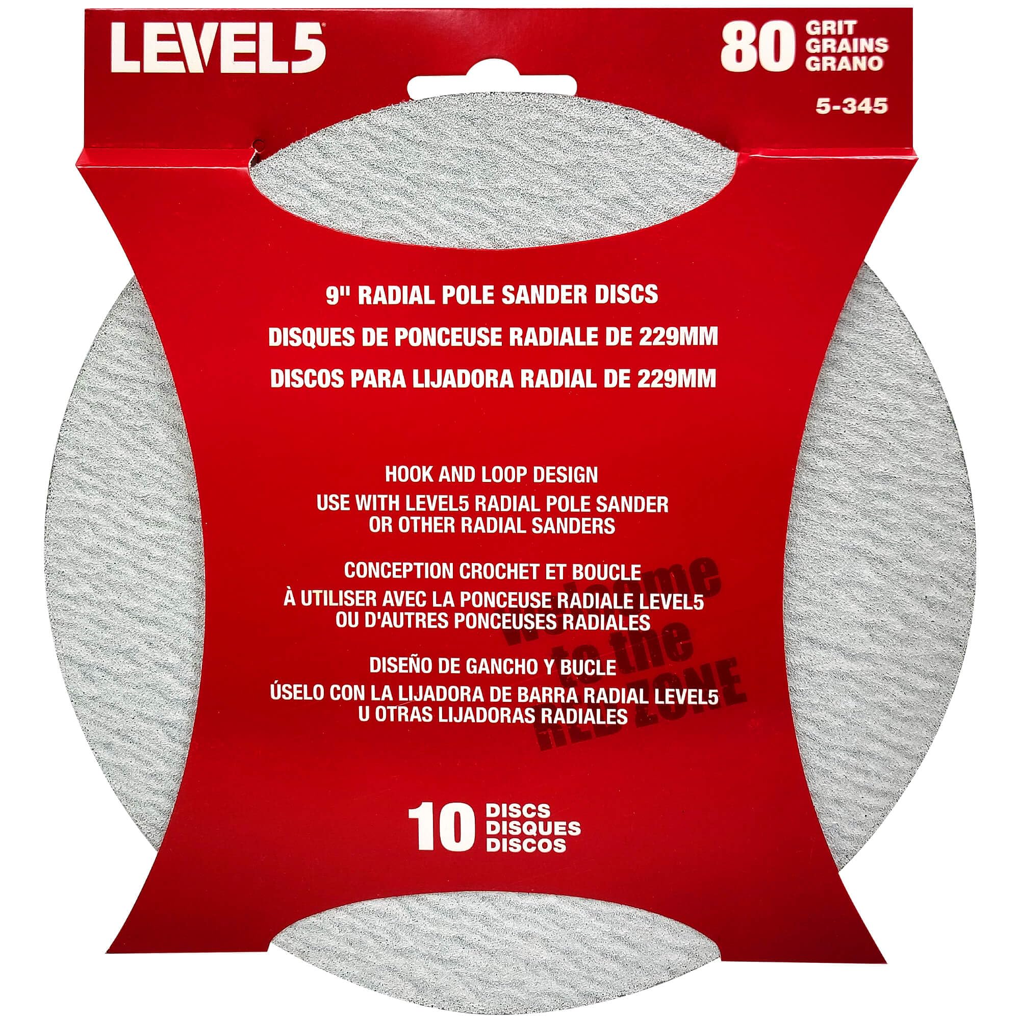 LEVEL5 80 Grit 9" Radial Drywall Radial Sander Disc - 10 Pack | 5-345