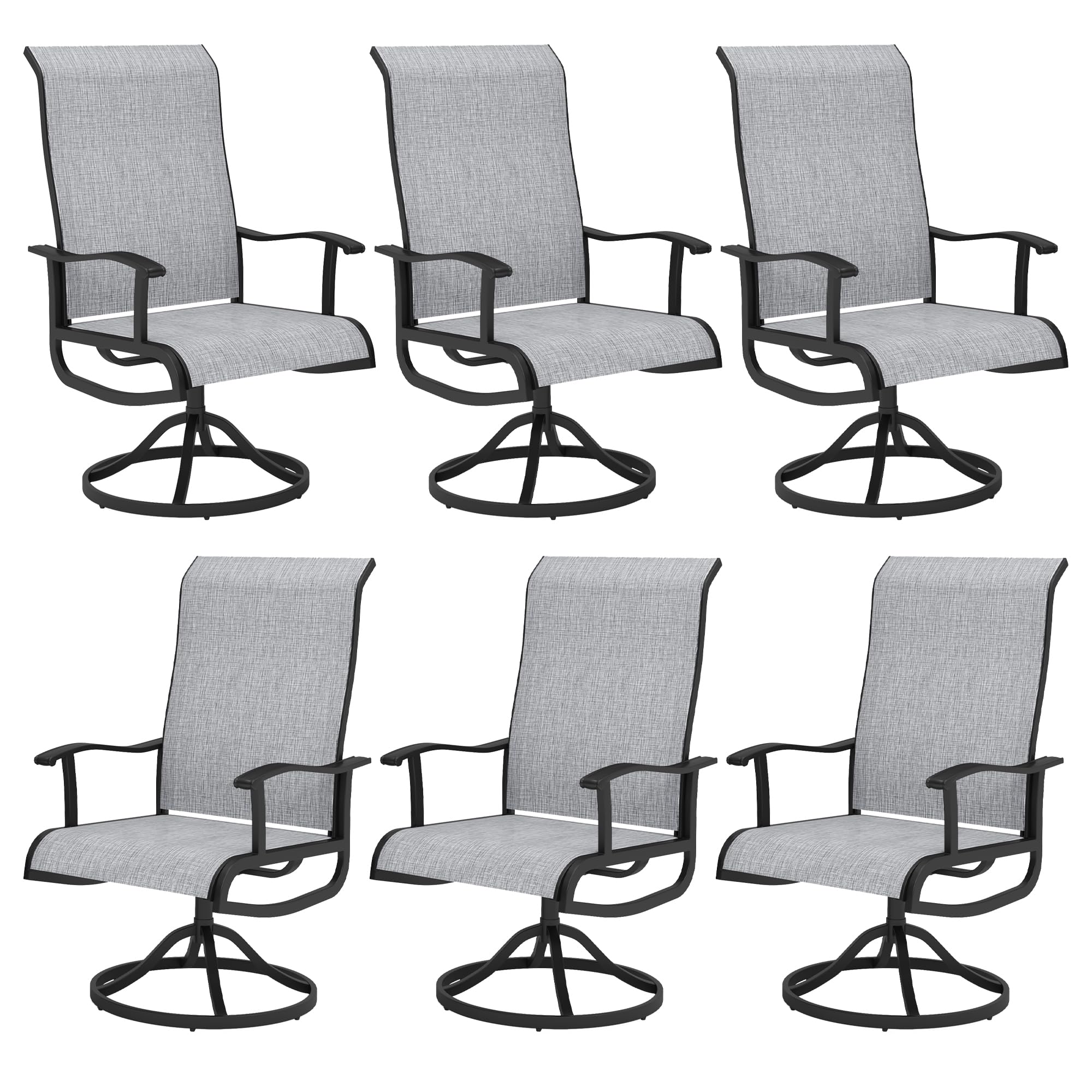PIZZELLO Patio Swivel Chair Set of 6 Outdoor Dining Chairs w/High Back and Breathable Textilene, 350 LBS Capacity, All Weather Outdoor Chair Sets for