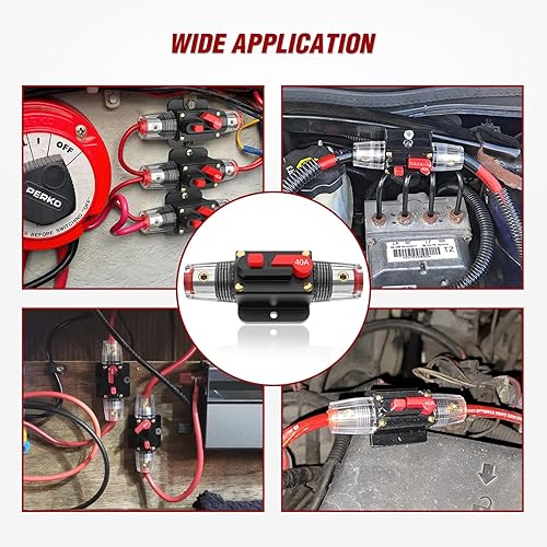 Miniatura 102 de Nilight - Disyuntor en línea de 60 A, reiniciable, 12-24 V CC, portafusibles de reinicio manual, calibre 3-15 AWG, protección contra sobrecarga