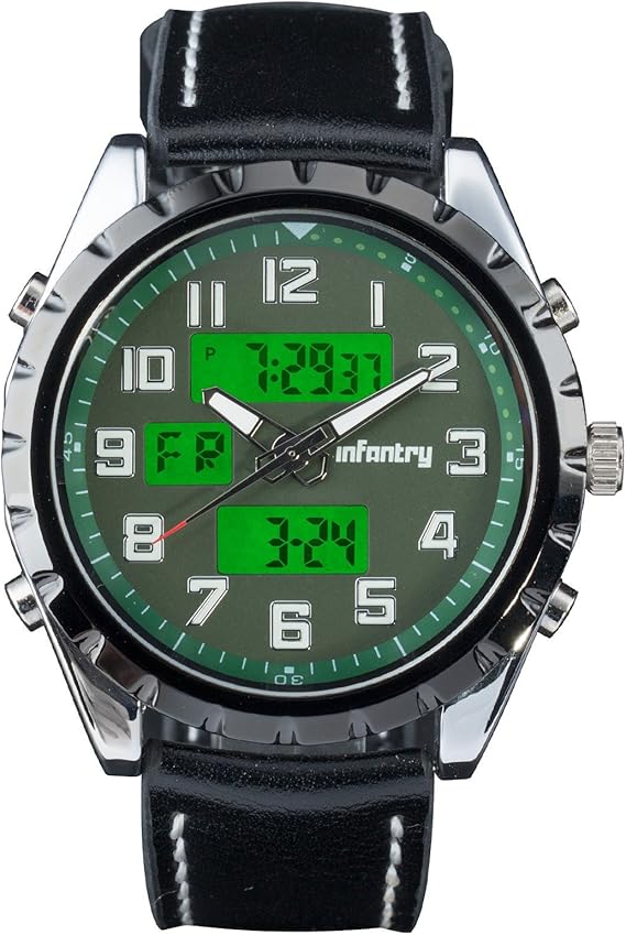 Infantry Mens Analogue Digital Alarm Timer Wrist Watch Army Green