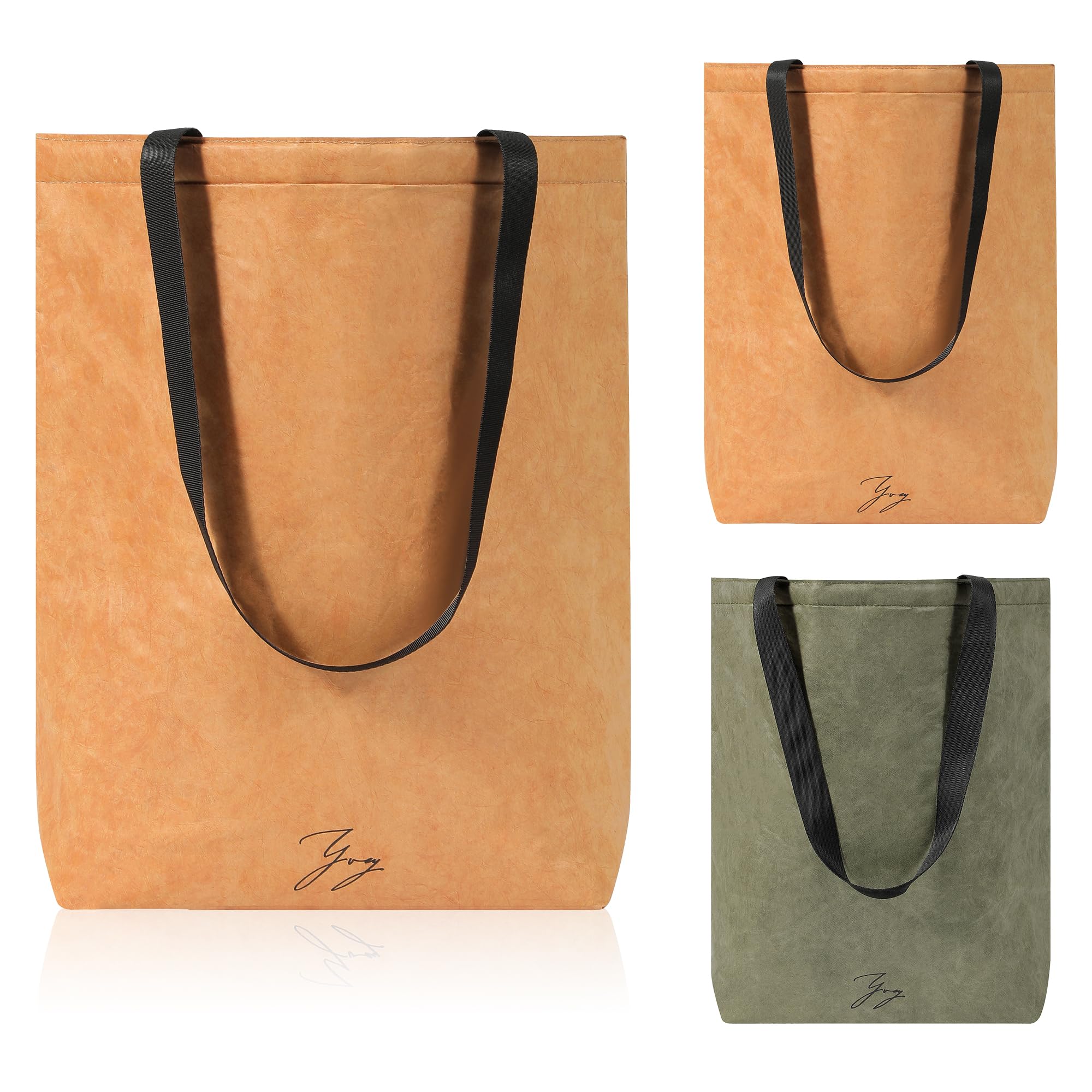 Yvey Reusable Leakproof Paper Lunch Bag, Insulated Lunch Bag, Large Lunch bag for Office Picnic Hiking Camping Beach, Brown