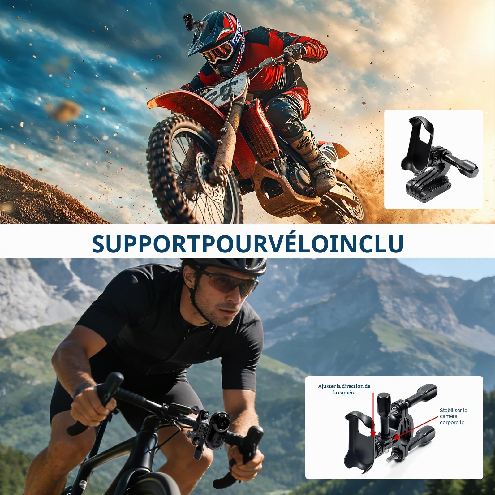 Mini caméra d'action,1080P HD & écran 0,86 Pouces Action Cam,Clip Magnétique Rotatif à 360° avec Cordon pour Bodycam avec Vision Nocturne Automatique Caméras d'action pour vélo/Moto