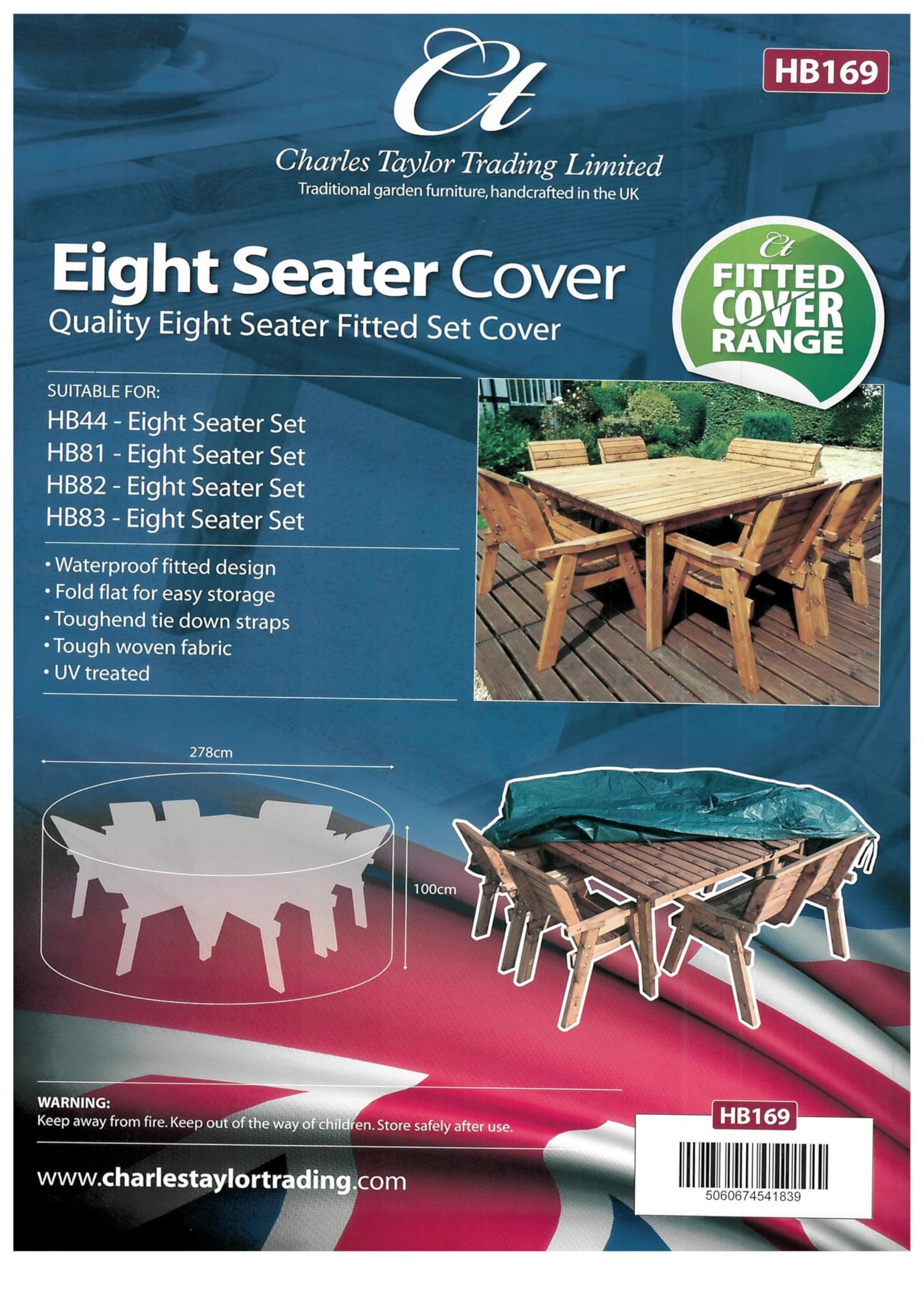 Charles Taylor Garden Furniture Beige Deluxe Fitted Eight Seat Sq Set Cover