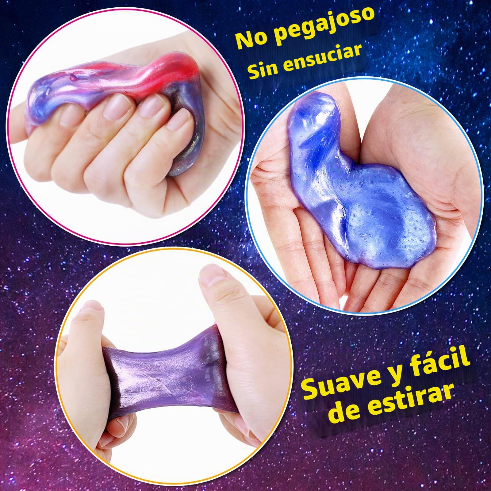 Paquete de 36 Slime de Galaxia, Recuerdos de Fiesta para niños, Paquete de Slime elástico y no pegajoso, Juguete ara niños y niñas de 5 a 12 años