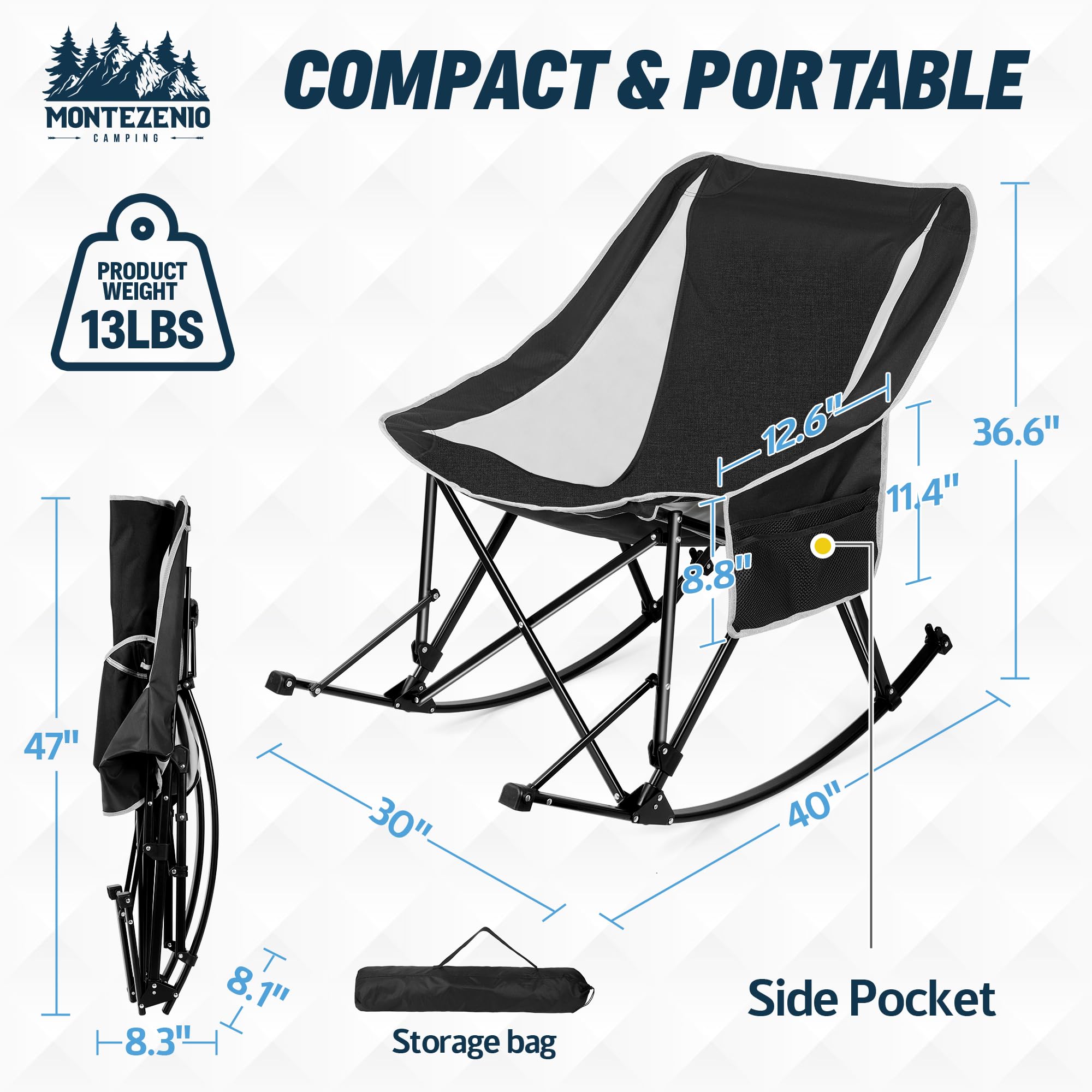 Snapklik.com : Portable Folding Rocking Camping Chair For Adults, Heavy ...