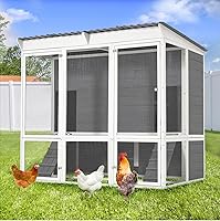 AECOJOY 67'' Extra Large Chicken Coop with Run - Wood Hen House, 4 Nesting Boxes, Roost for 8-10 Chickens, Predator-Proof Backyard Poultry Cage