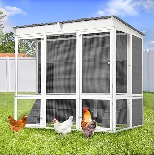 AECOJOY 67'' Extra Large Chicken Coop with Run - Wood Hen House, 4 Nesting Boxes, Roost for 8-10 Chickens, Predator-Proof Backyard Poultry Cage