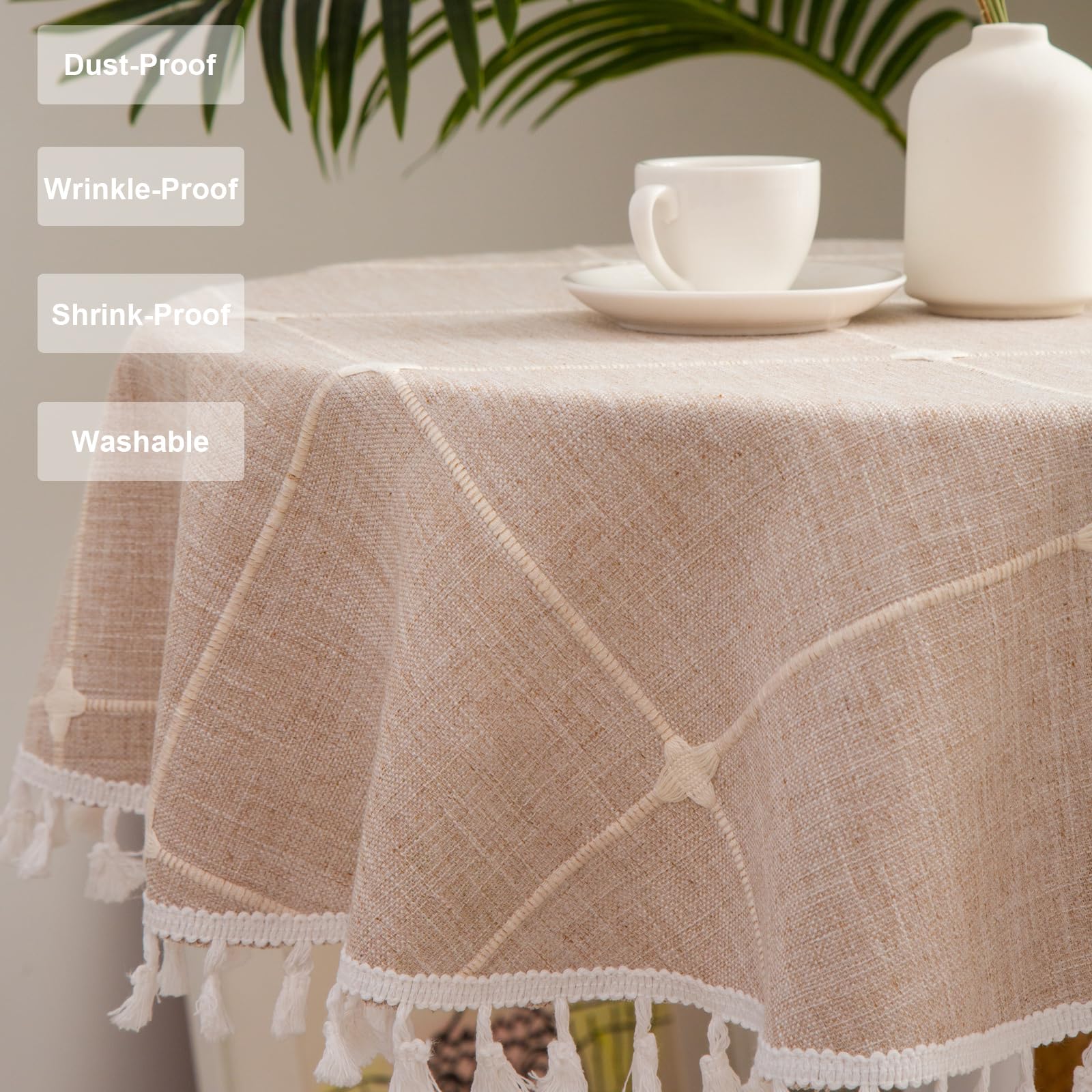 Amazon.com: Hpxrom Round Lattice Small Tablecloth Cotton Linen
