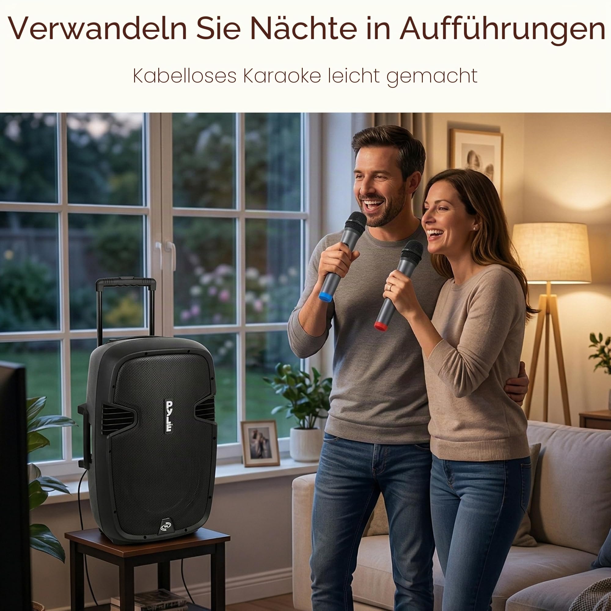 Pyle Partybox, Bluetooth Lautsprecher Groß- Trag & Rollbar, Musikbox mit 2 Mikrofone & Fernbedienung, 1600 Watt mit Eingebaute, Wiederaufladbare Batterie, Boom Box für Innenn & Aussen