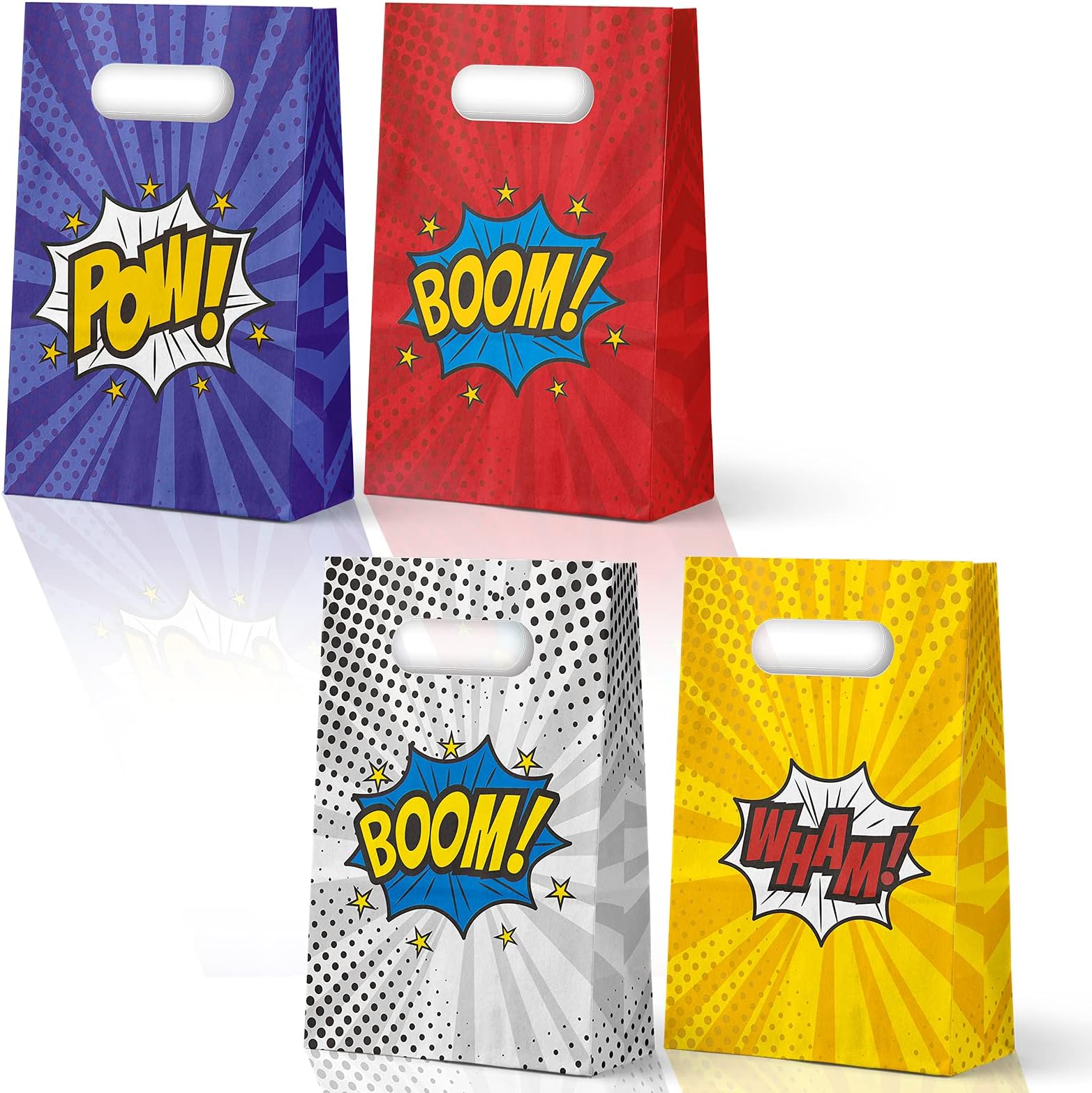 KALEFO 24 Pack Superhero Party Supplies Treat Bags Kids Birthday Party Recyclable Cookie Candy Paper Favor Bags