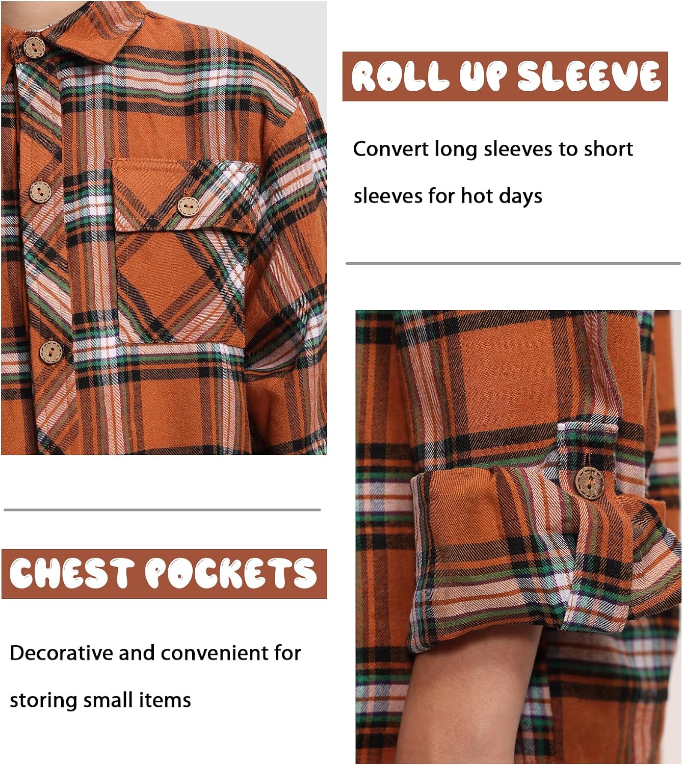 Boys Plaid Flannel Shirts Long Sleeve Casual Button Down Shirts Collared Fall Clothes
