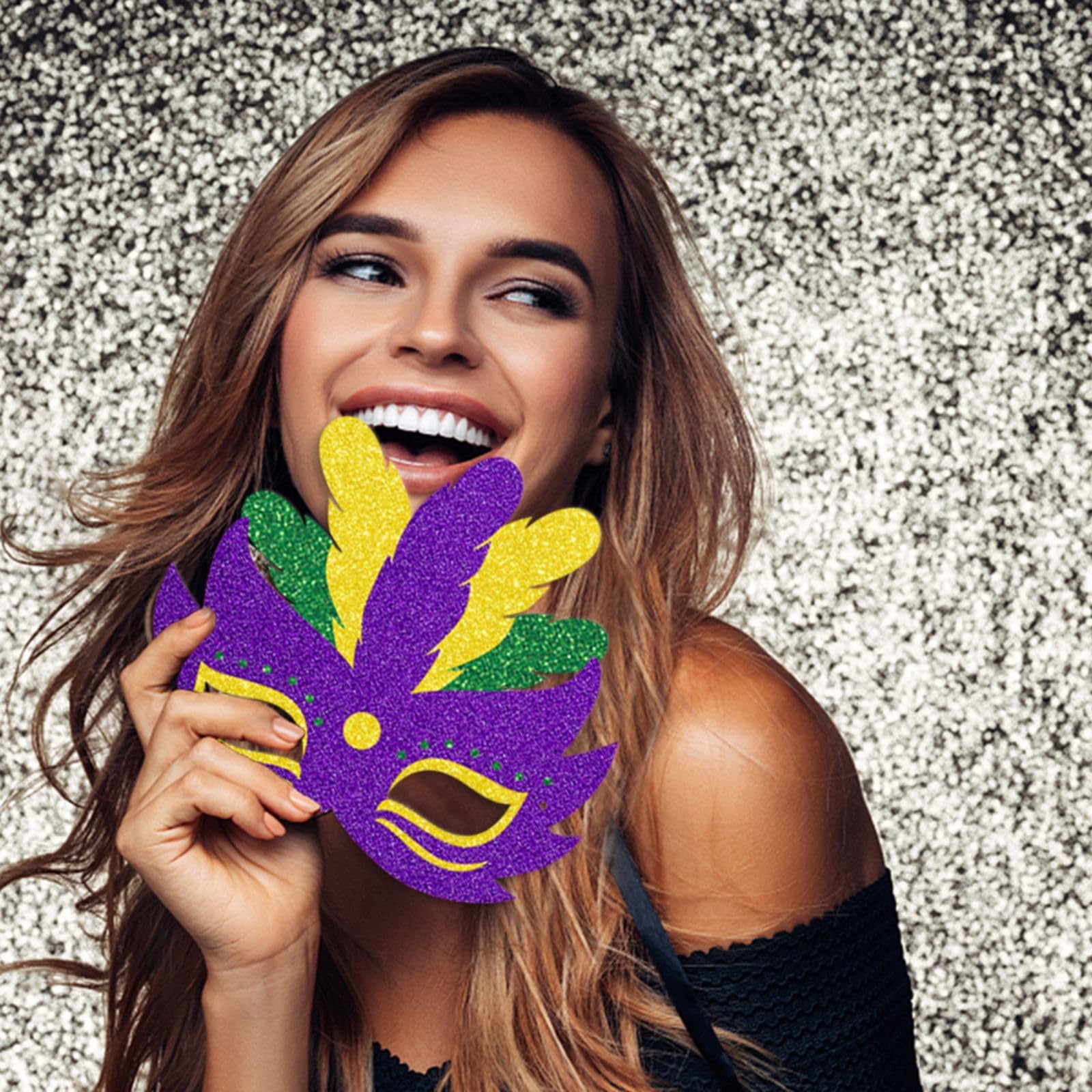 6pcs Mardi Gras Paper Eye Masks, Carnival Party Costume Accessories - Image 3
