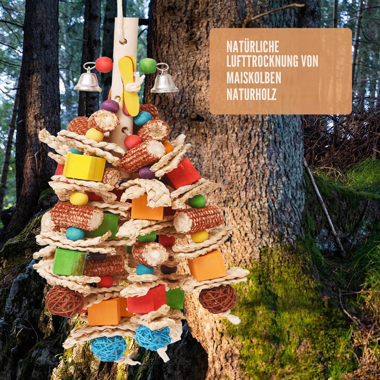 MYMULIKE Vogelspielzeug, Papageien Spielzeug, großer Papagei, Vogelkäfig Zubehör, Natürliches Maiskolben, für Wellensittich Papageien Graupapageien Nymphensittiche Finken Sittiche Kakadus Aras