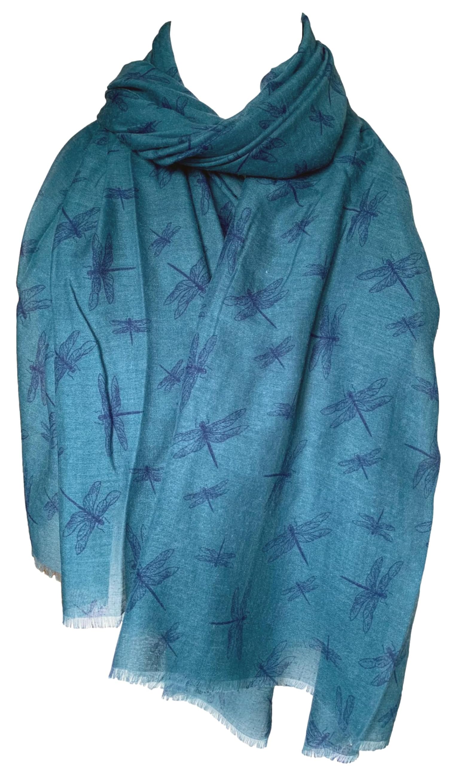 Purple Possum® Blue Scarf Dragonfly Pattern Ladies Lightweight Wrap Womens Dragonflies Shawl
