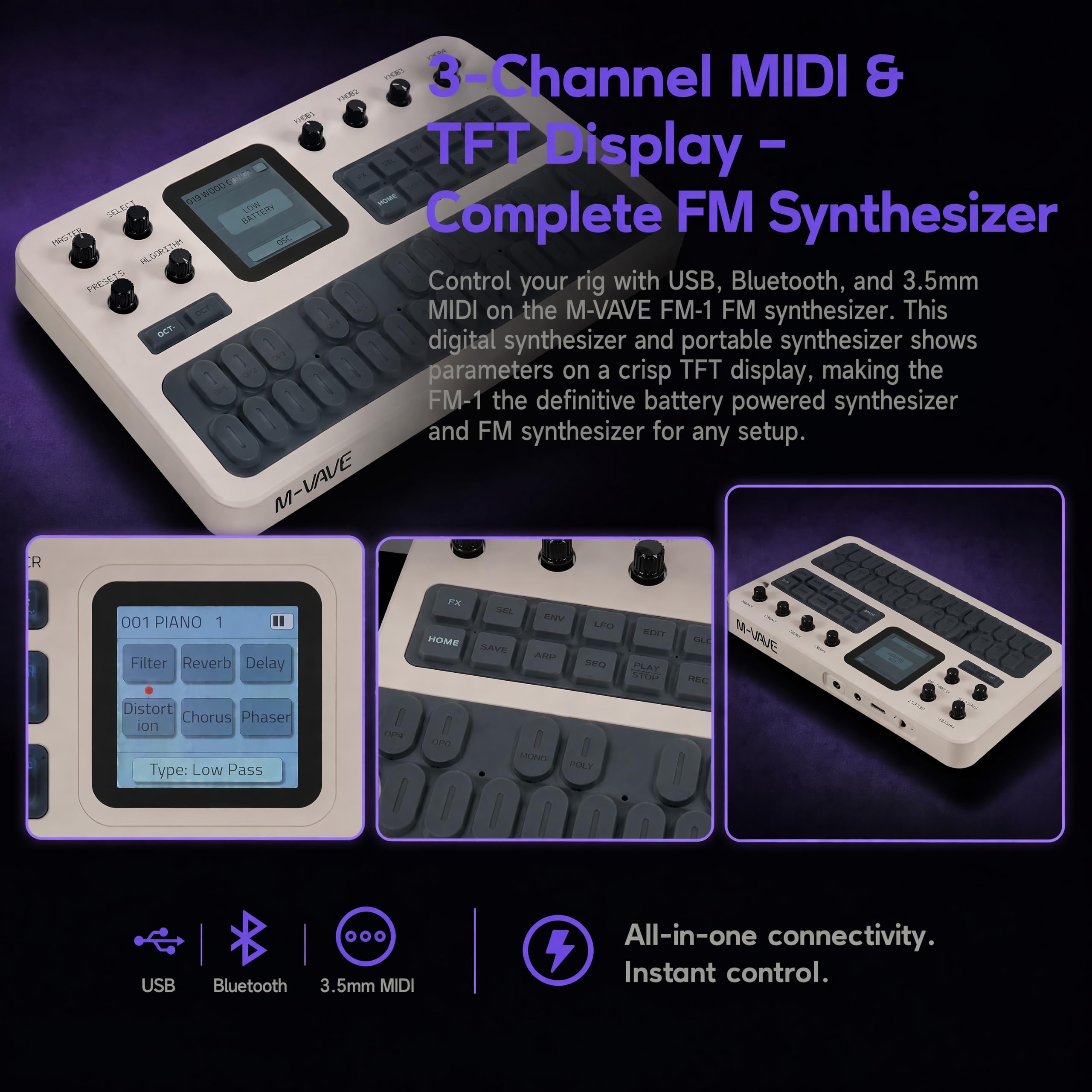 Amazon.com: M-VAVE FM-1 FM Synthesizer, Portable Digital