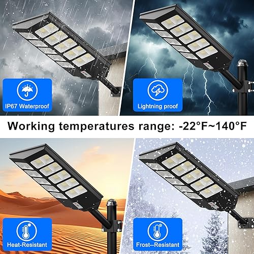 Miniatura 4 de Luces solares de calle de 6000 W, luz de pared con sensor de movimiento para exteriores, 400 piezas LED verdaderas, 60000 lm, luces solares de gran