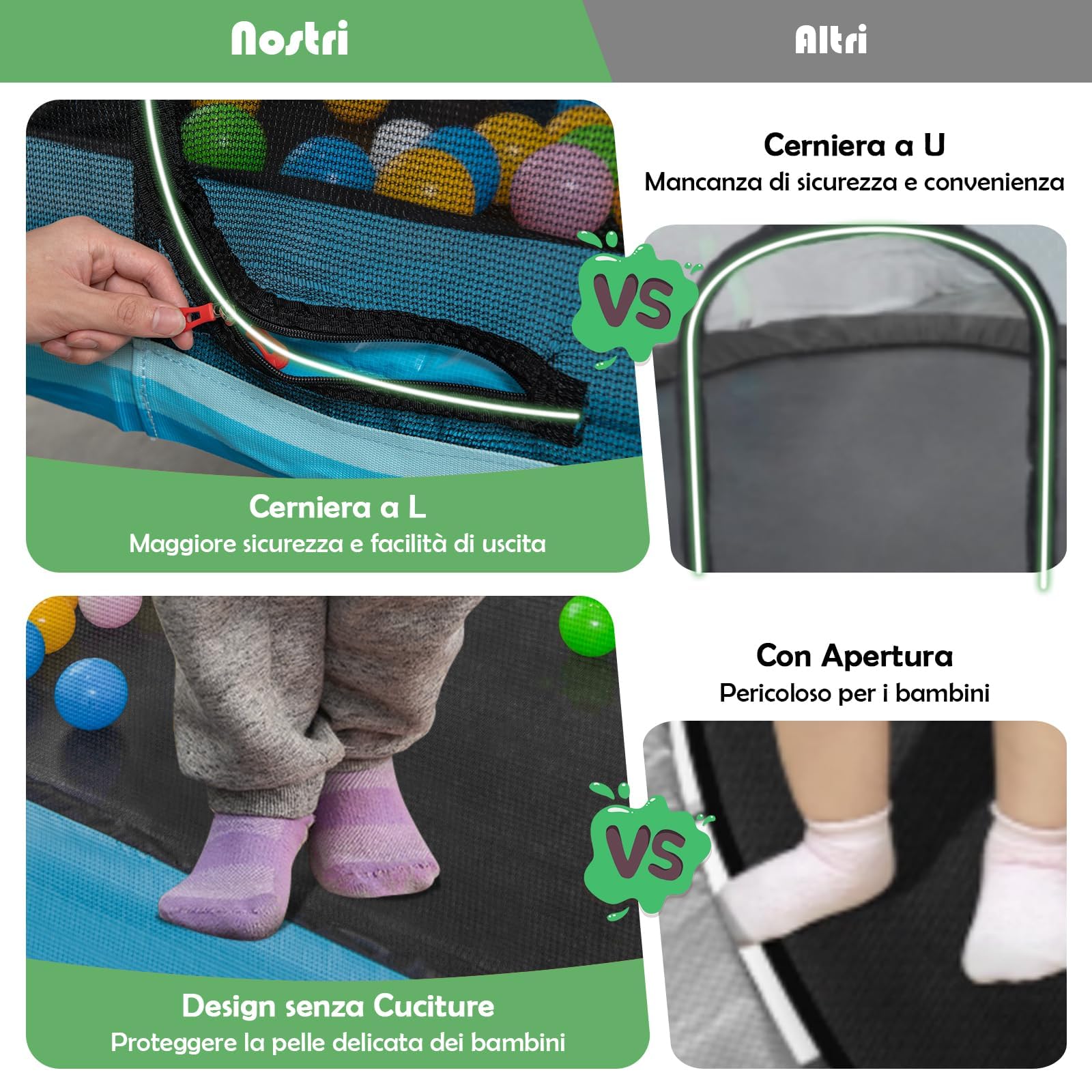 GYMAX Trampolino Elastico per Bambini, 3 in 1 con Altalena e Barra per Trazioni, Rete di Sicurezza, Interno ed Esterno, Idea Regalo per Bambini 3+