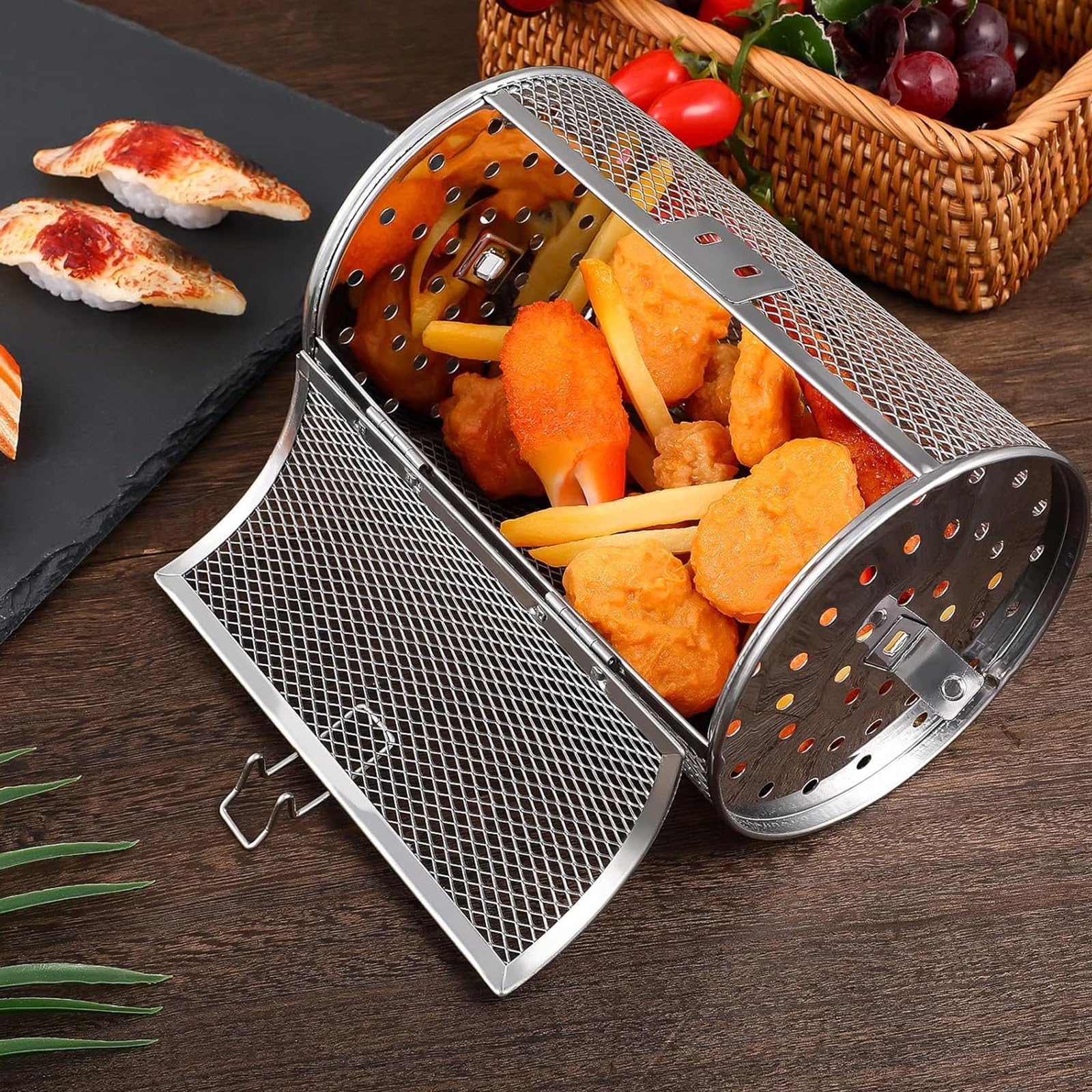 Cestello Rotante In Acciaio Per Friggitrici Ad Aria - 14x14x25cm, Per Cottura Uniforme - Foto 9