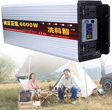 Pure Sine Wave Inverter 12V 24V 48V 60V to 220V 230V 240V Car Converter Power Inverter for motorhomes,Truck,Boat,Camping,Household,Van,6000W-12V