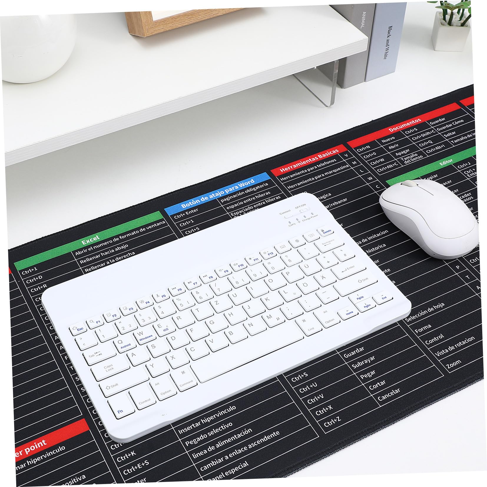 SHINEOFI Alfombrilla de Ratón Atajos de Teclado Excel Material de Goma y Tela Extragrande Diseño Práctico y Antideslizante Multifuncional para Gaming y Oficina