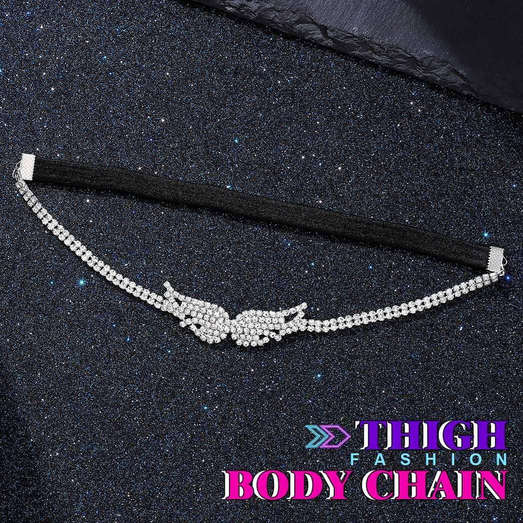 Rhinestone Garter Silver Wing Garter Jewelry Crystal Thigh Chain for Women
