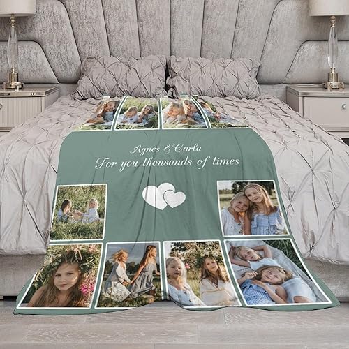 Miniatura 6 de Artsadd Manta personalizada con fotos, texto, manta personalizada con mis propias imágenes, mantas personalizadas para bebé, mamá, papá, pareja,