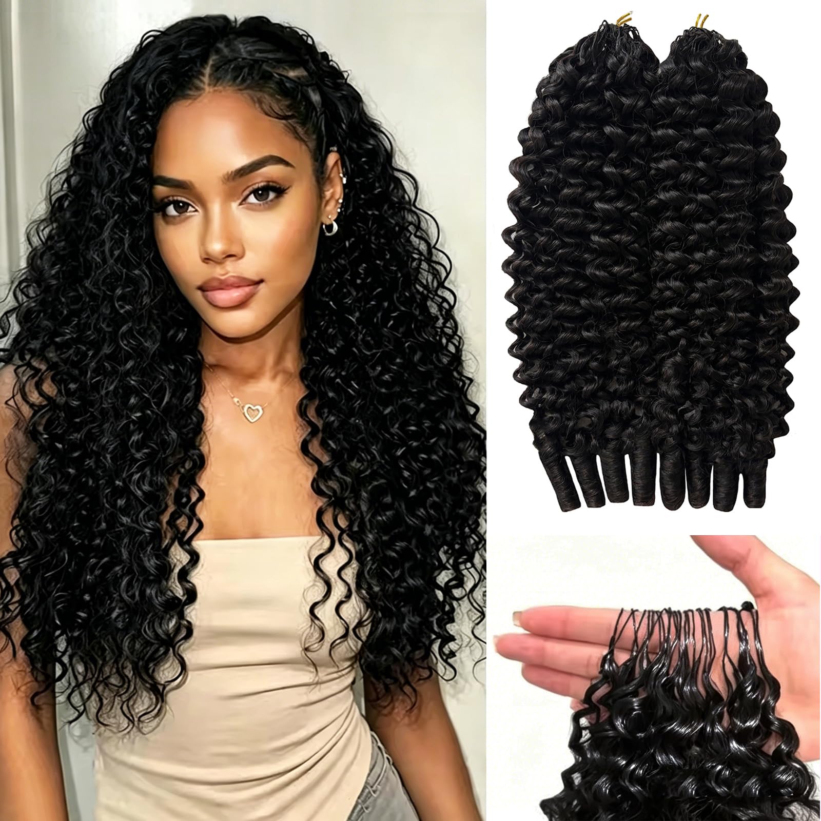 Pre-Separated Burmese Curly Human Hair Crochet Extensions