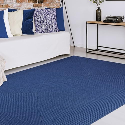 Miniatura 8 de Superior Alfombra ovalada de yute para interiores, color azul mezclilla