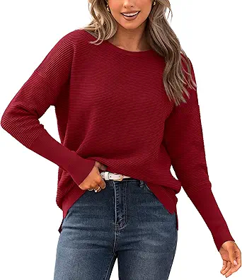 BTFBM Fall Sweaters for Women 2025 Casual Long Sleeve Sweater Striped Loose Fit Pullover Tops