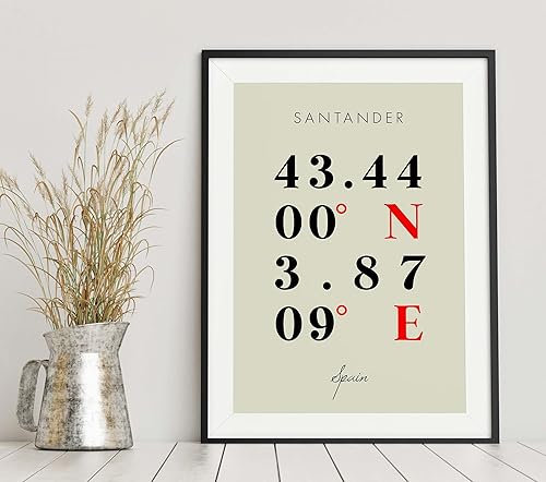 Miniatura 6 de Mapa de Santander, España, Coordenadas Multilíneas de Colores (16x20)